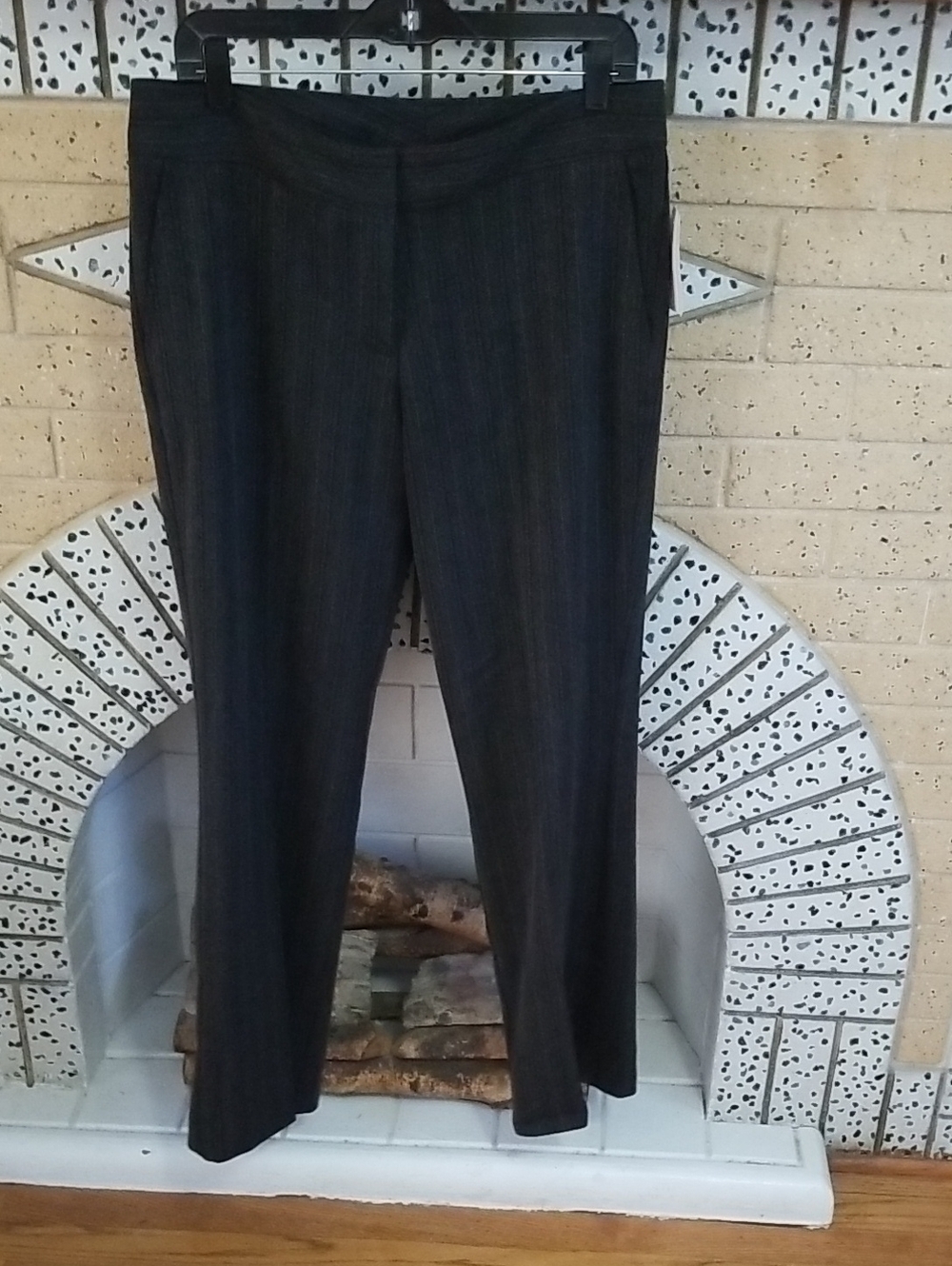 Y2K Ninety Women's Black Pinstripe Straight-Leg Pants